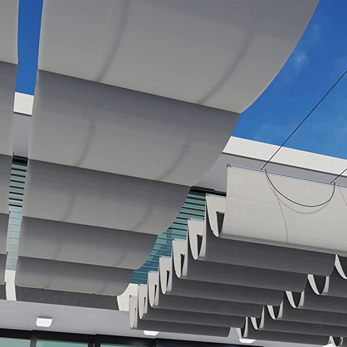 Pergola Retractable Shade Awning Sail gray color